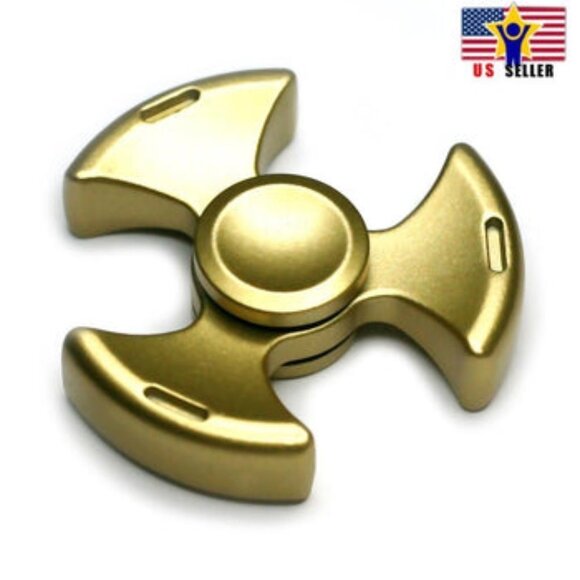 CASE + Heavy Weight Tri Three Arm Gold Metal Fidget Spinner Premium Titanium - Picture 1 of 5
